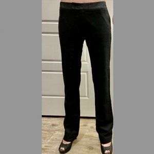 Norisol Ferrari, black wool, with silk printed trim pants, size 4